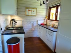 Vakantie in Lage Vuursche, keuken van de Scandinavische 6p Bungalow